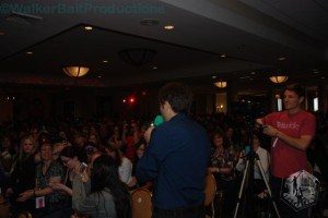 Misha Collins addresses crowd during live Stageit fundraiser at DCcon.