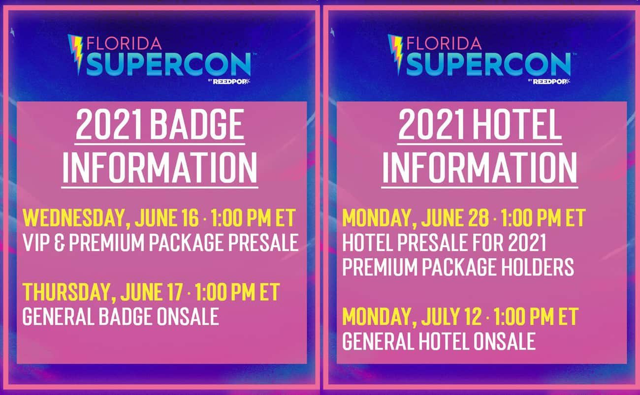 Florida Supercon Badge and Hotel Info released Convention Scene